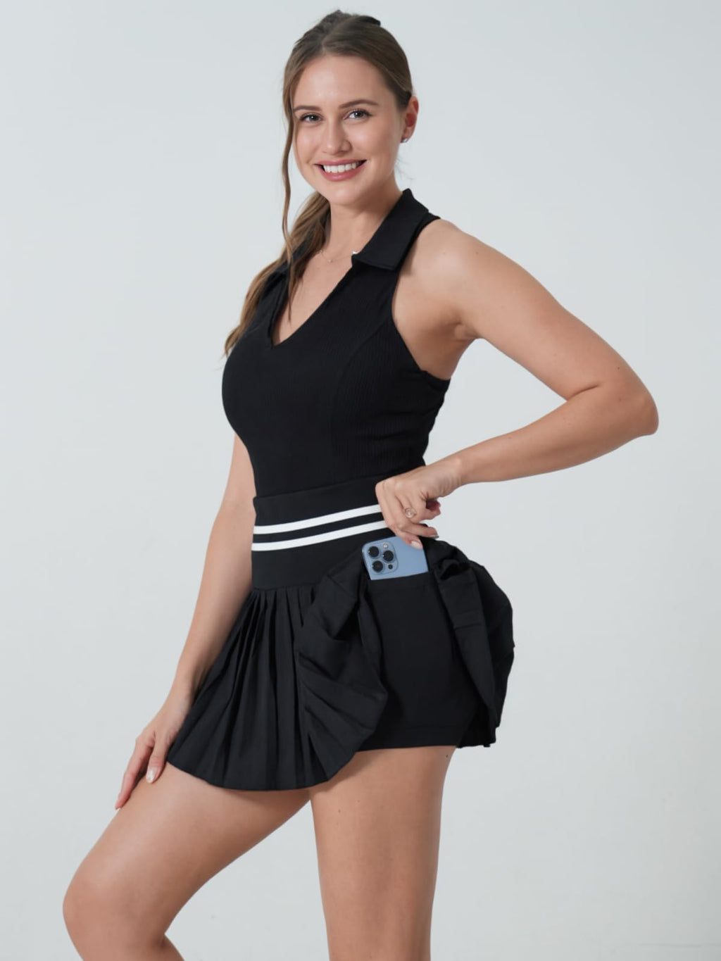 Women's 2 Piece Tennis Skirt Set Pleated Golf Dress with Built-in Shorts & Pockets Athletic Workout Outfits