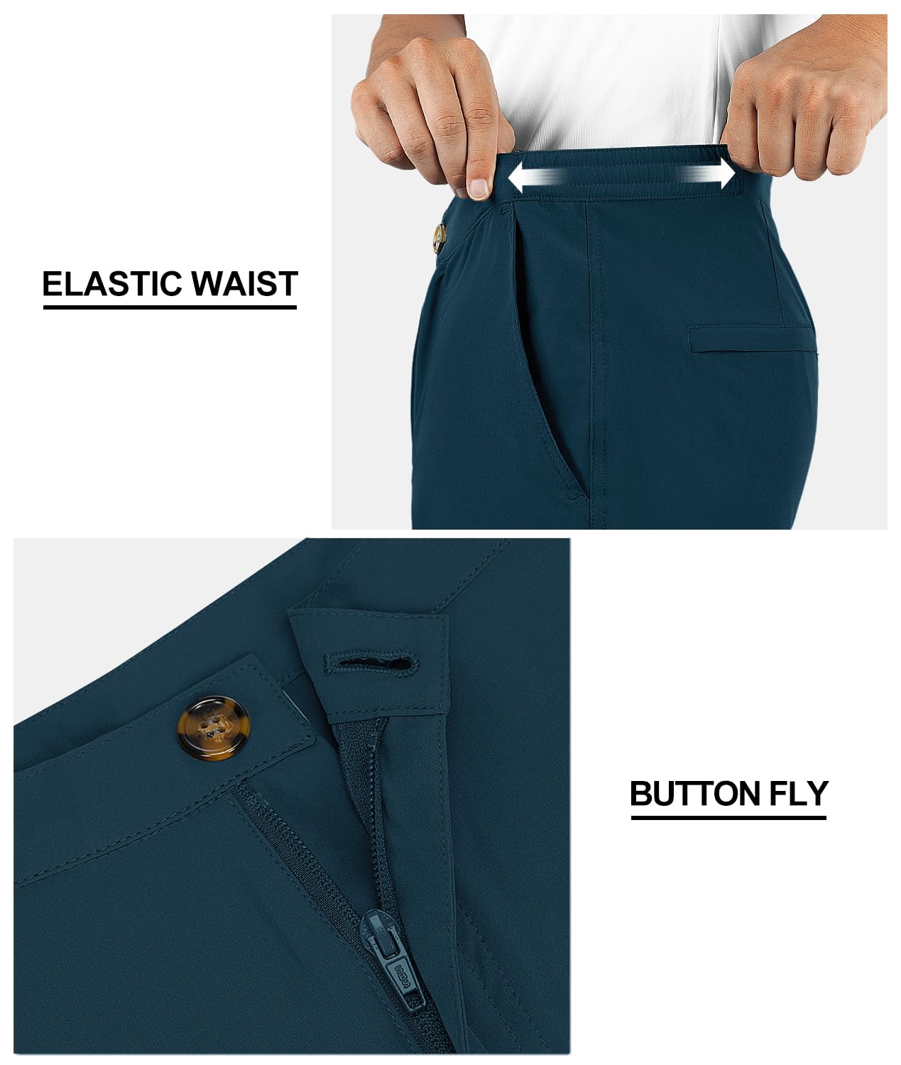 33,000ft Mens Golf Shorts 9 inch Inseam Quick Dry Elastic Waist Classic-Fit Drawstring Dress Shorts Hiking Fishing Business