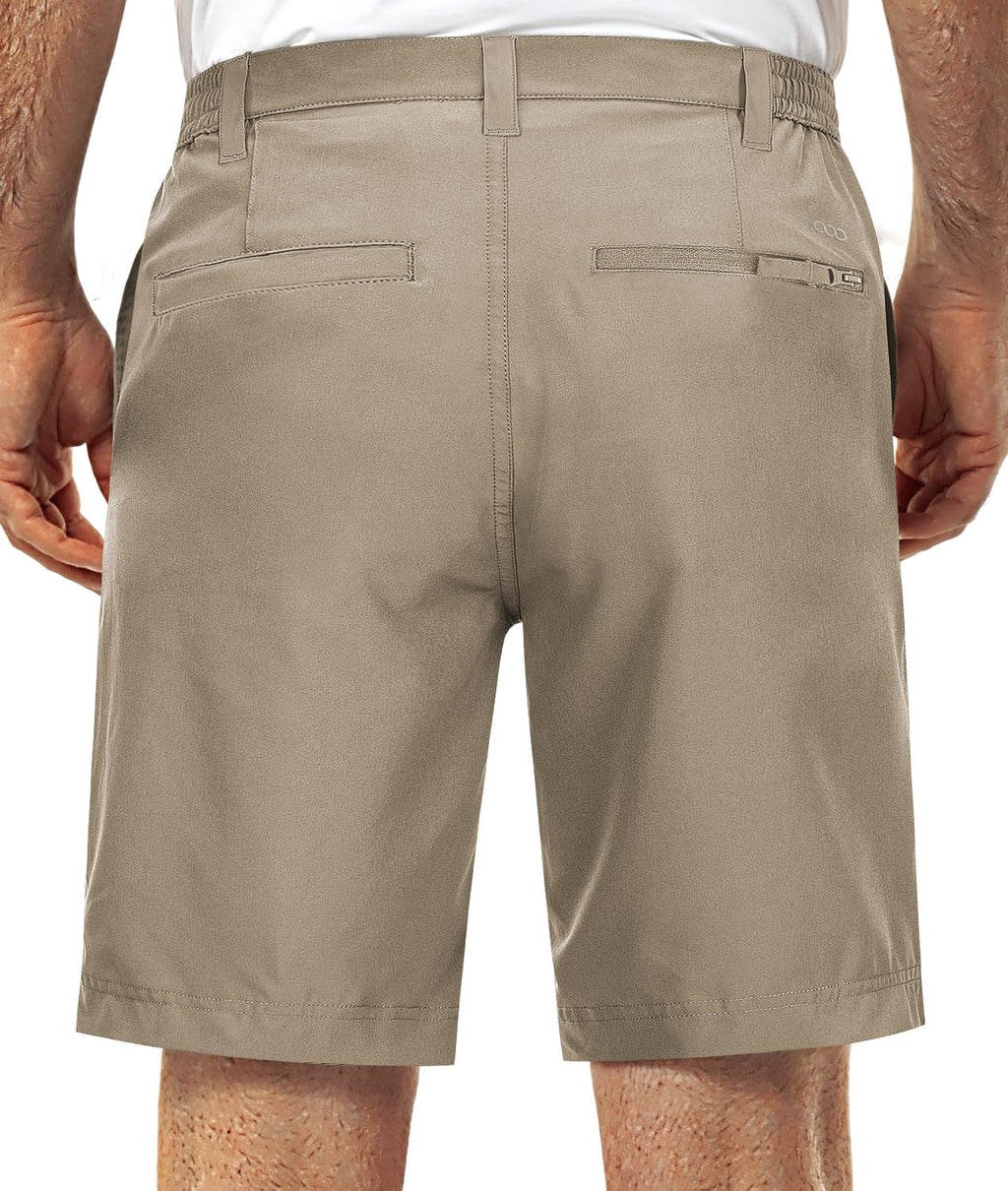 33,000ft Mens Golf Shorts 9 inch Inseam Quick Dry Elastic Waist Classic-Fit Drawstring Dress Shorts Hiking Fishing Business
