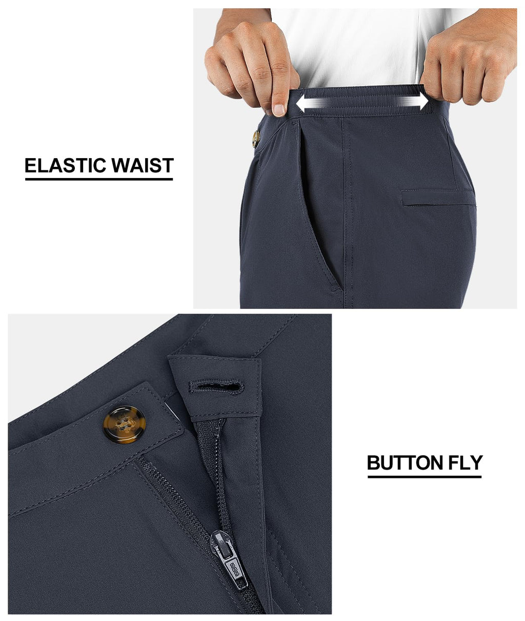33,000ft Mens Golf Shorts 9 inch Inseam Quick Dry Elastic Waist Classic-Fit Drawstring Dress Shorts Hiking Fishing Business