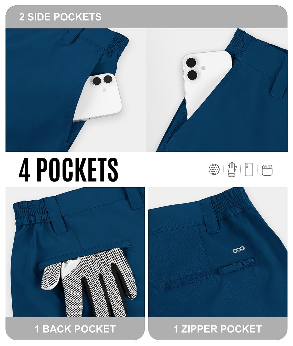 33,000ft Mens Golf Shorts 9 inch Inseam Quick Dry Elastic Waist Classic-Fit Drawstring Dress Shorts Hiking Fishing Business