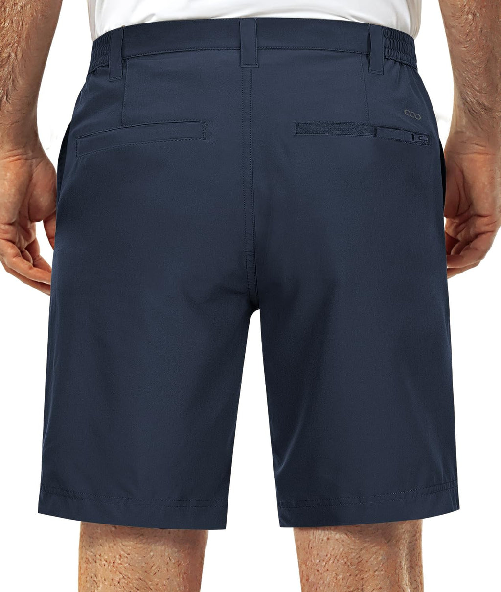33,000ft Mens Golf Shorts 9 inch Inseam Quick Dry Elastic Waist Classic-Fit Drawstring Dress Shorts Hiking Fishing Business
