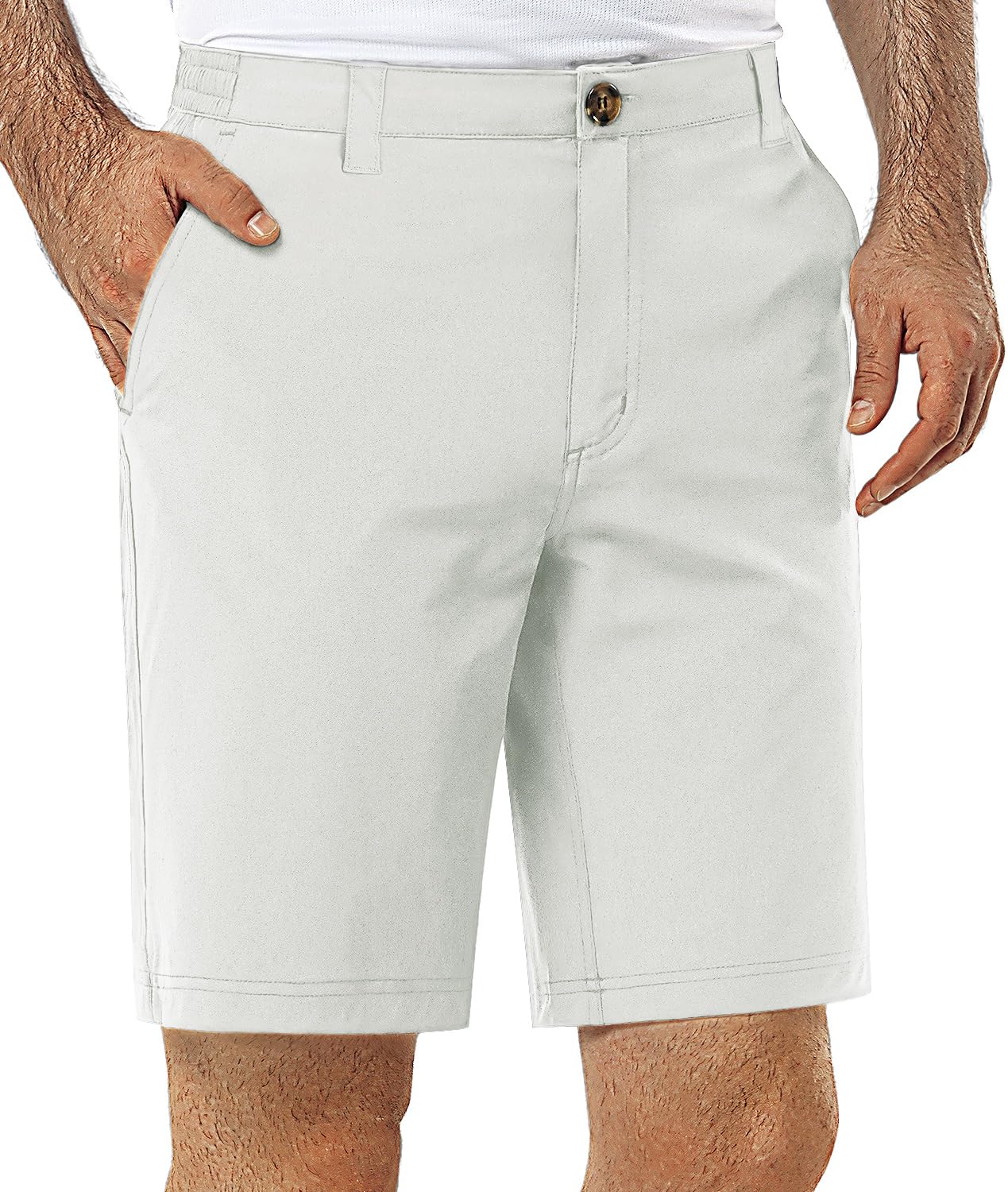 33,000ft Mens Golf Shorts 9 inch Inseam Quick Dry Elastic Waist Classic-Fit Drawstring Dress Shorts Hiking Fishing Business