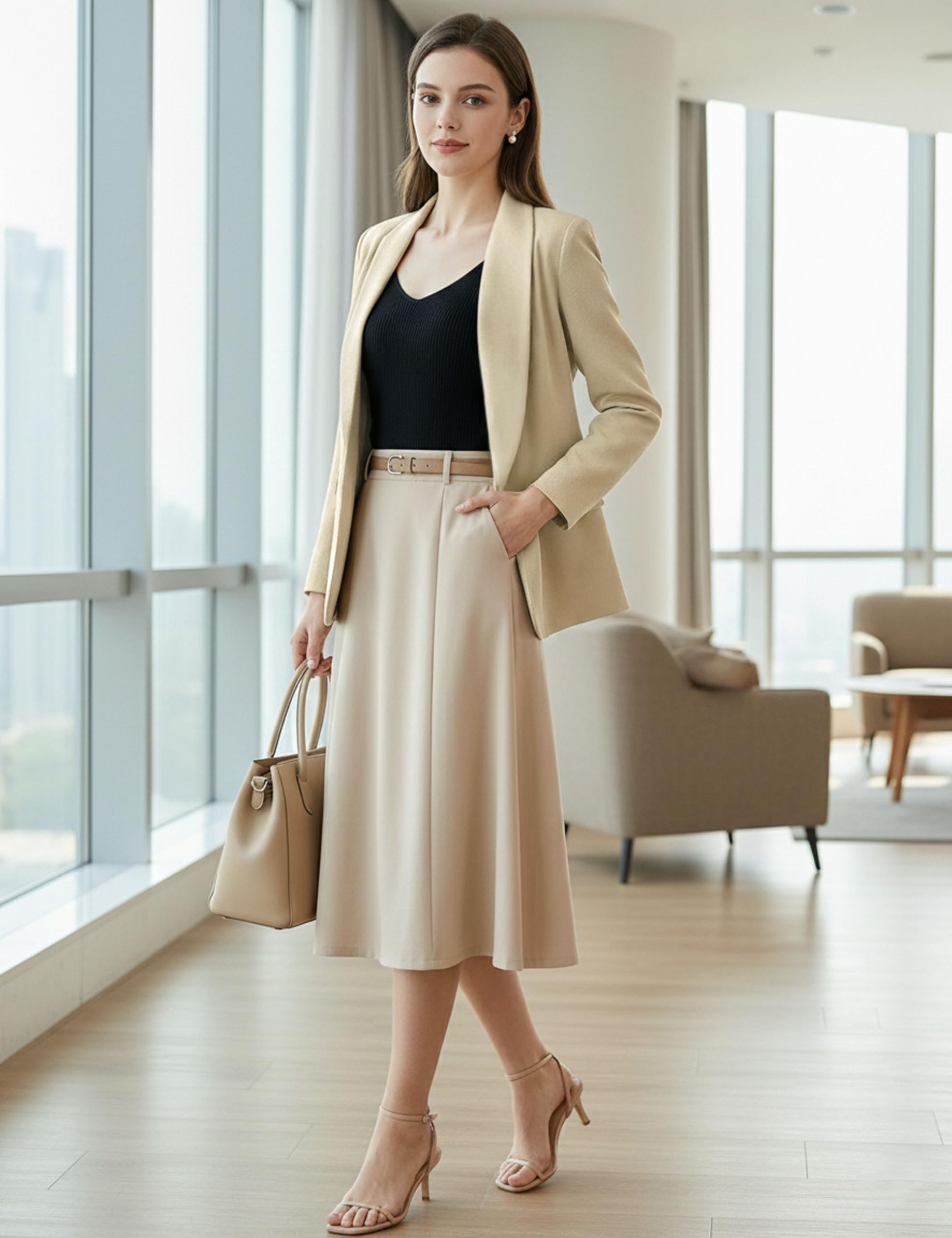 Ahlaray Women's Blazer Business Casual Lapel Collar Long Sleeve Open Front Work Office Suit Jackets Blazer, S-XL