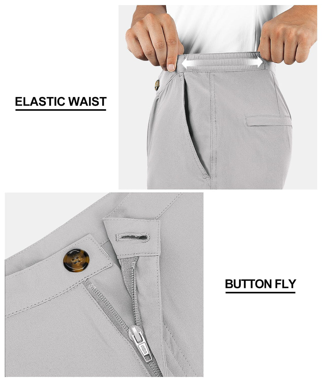 33,000ft Mens Golf Shorts 9 inch Inseam Quick Dry Elastic Waist Classic-Fit Drawstring Dress Shorts Hiking Fishing Business