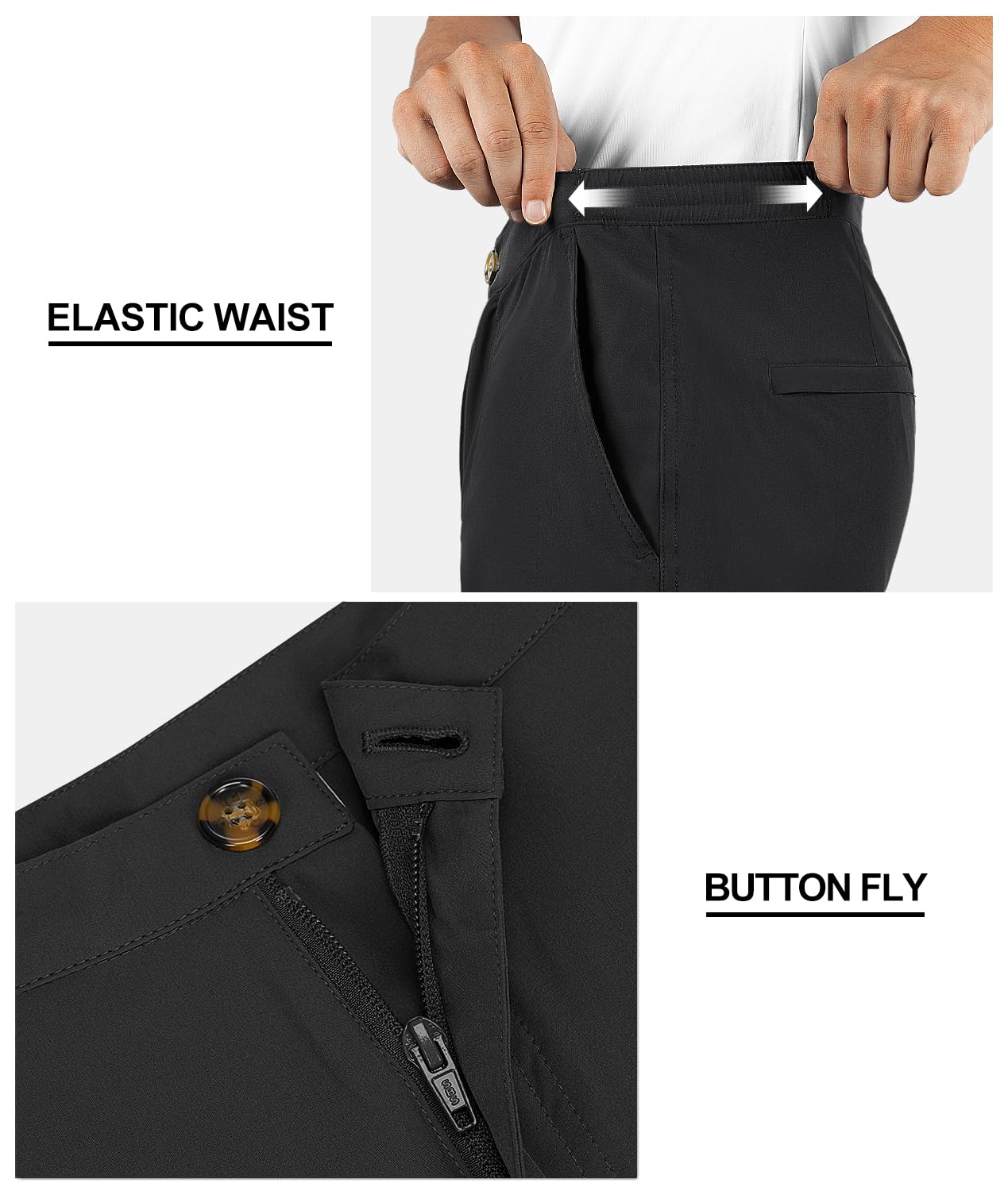 33,000ft Mens Golf Shorts 9 inch Inseam Quick Dry Elastic Waist Classic-Fit Drawstring Dress Shorts Hiking Fishing Business