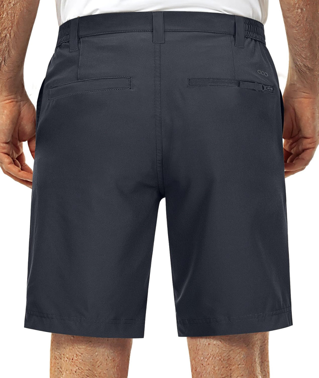33,000ft Mens Golf Shorts 9 inch Inseam Quick Dry Elastic Waist Classic-Fit Drawstring Dress Shorts Hiking Fishing Business