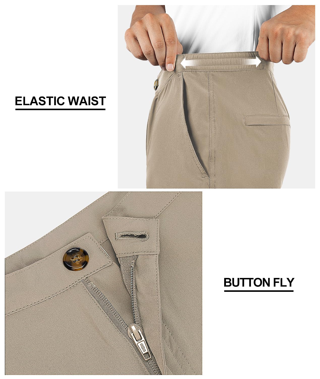 33,000ft Mens Golf Shorts 9 inch Inseam Quick Dry Elastic Waist Classic-Fit Drawstring Dress Shorts Hiking Fishing Business