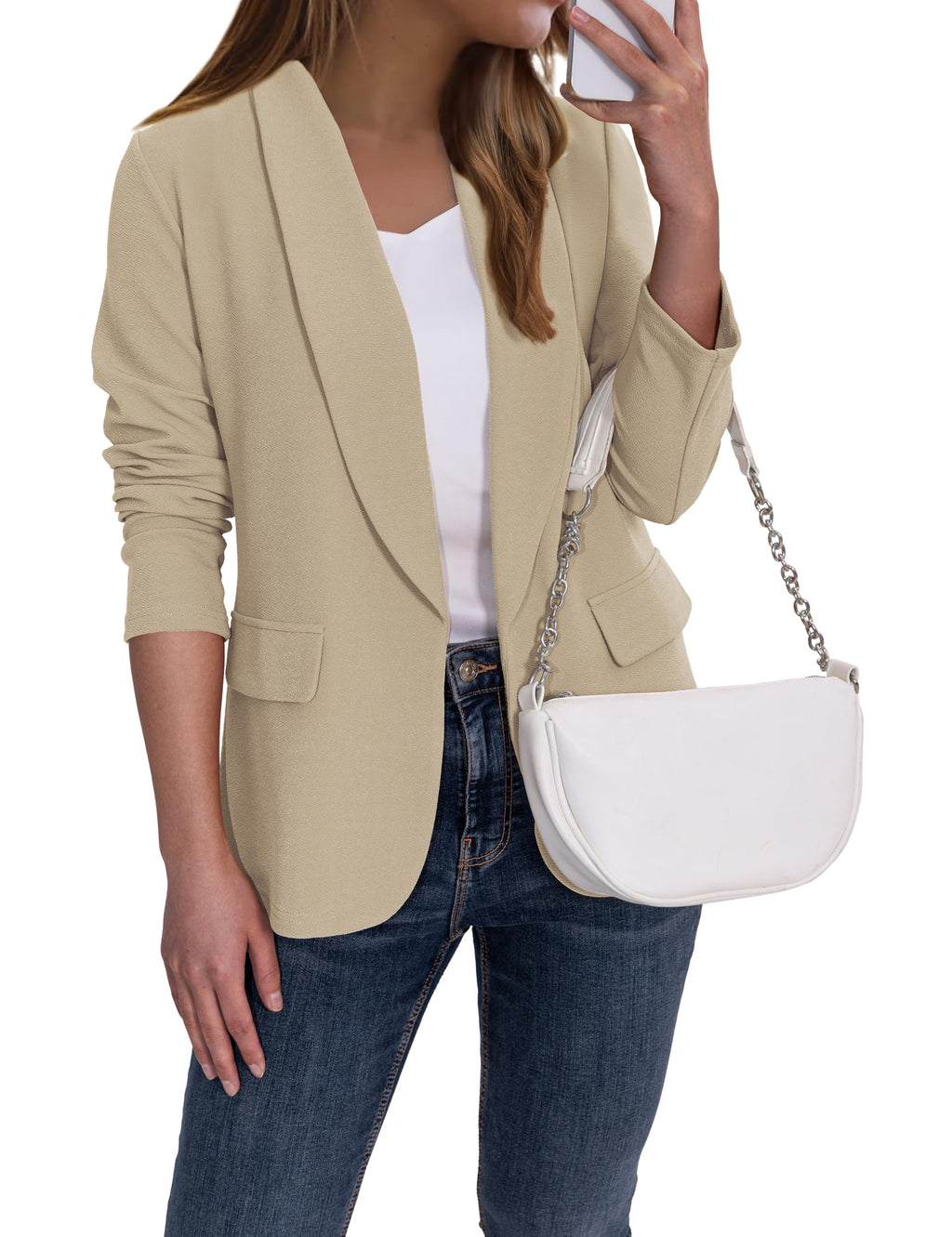 Ahlaray Women's Blazer Business Casual Lapel Collar Long Sleeve Open Front Work Office Suit Jackets Blazer, S-XL