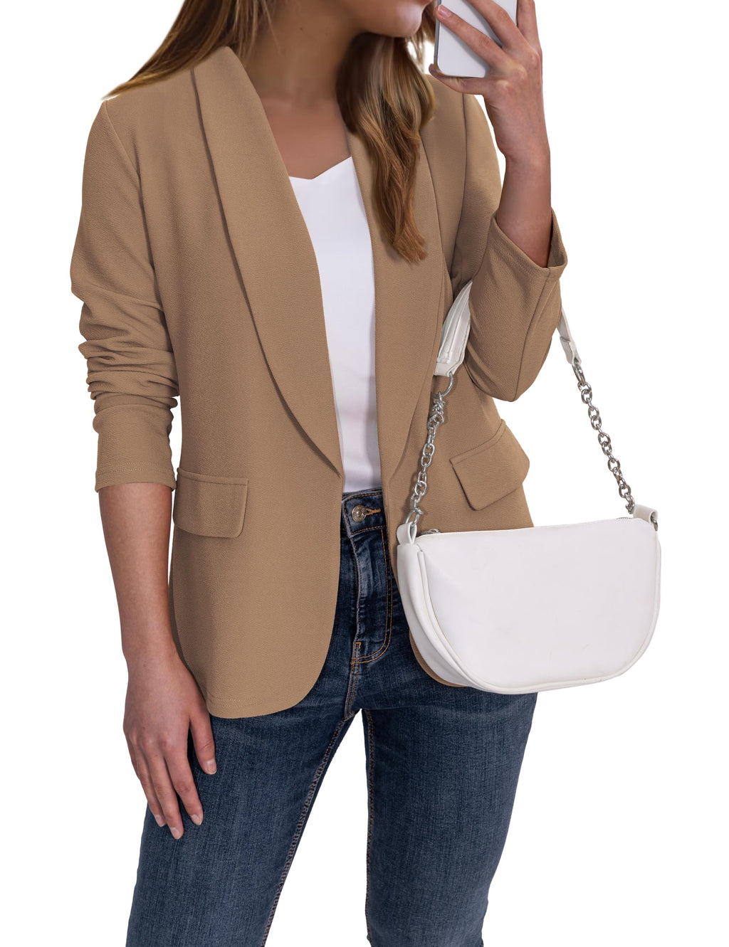 Ahlaray Women's Blazer Business Casual Lapel Collar Long Sleeve Open Front Work Office Suit Jackets Blazer, S-XL