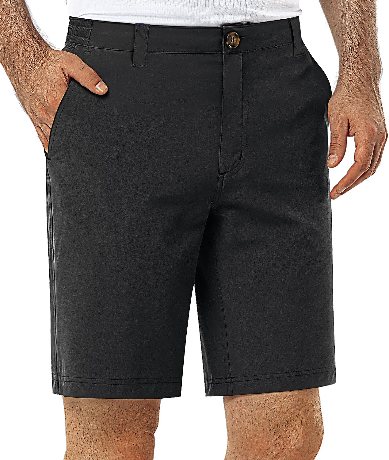 33,000ft Mens Golf Shorts 9 inch Inseam Quick Dry Elastic Waist Classic-Fit Drawstring Dress Shorts Hiking Fishing Business