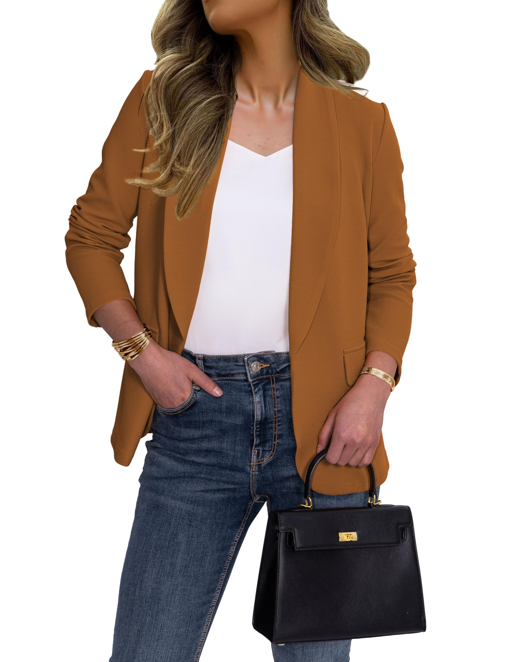 Ahlaray Women's Blazer Business Casual Lapel Collar Long Sleeve Open Front Work Office Suit Jackets Blazer, S-XL