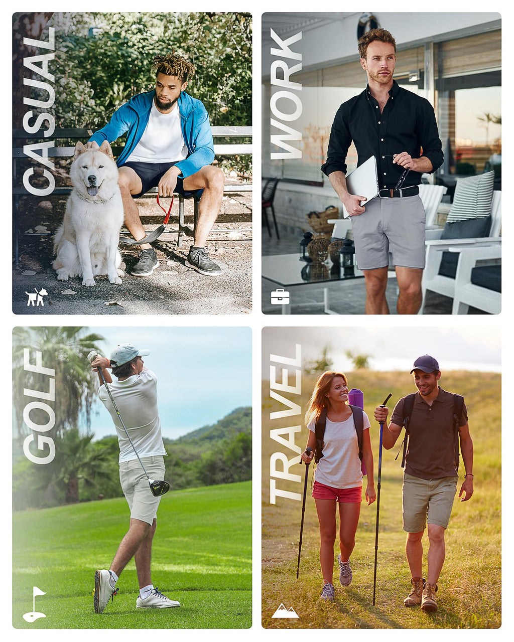 33,000ft Mens Golf Shorts 9 inch Inseam Quick Dry Elastic Waist Classic-Fit Drawstring Dress Shorts Hiking Fishing Business