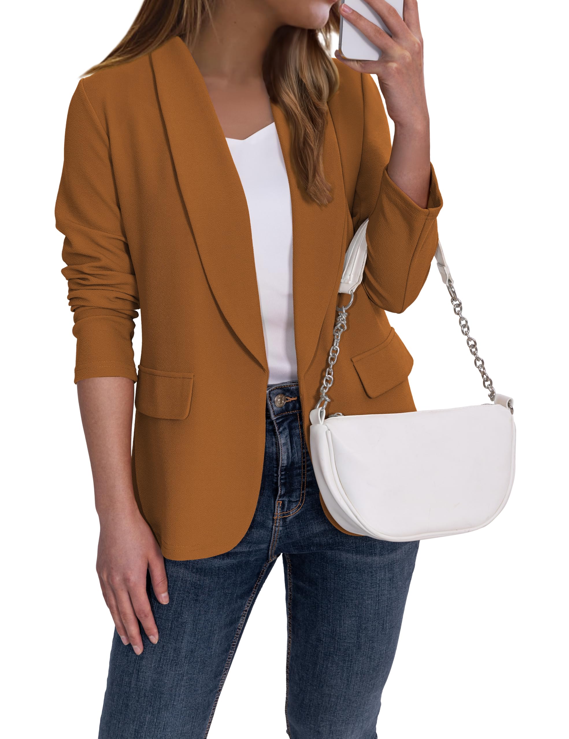 Ahlaray Women's Blazer Business Casual Lapel Collar Long Sleeve Open Front Work Office Suit Jackets Blazer, S-XL