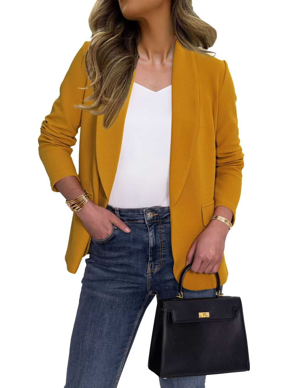 Ahlaray Women's Blazer Business Casual Lapel Collar Long Sleeve Open Front Work Office Suit Jackets Blazer, S-XL