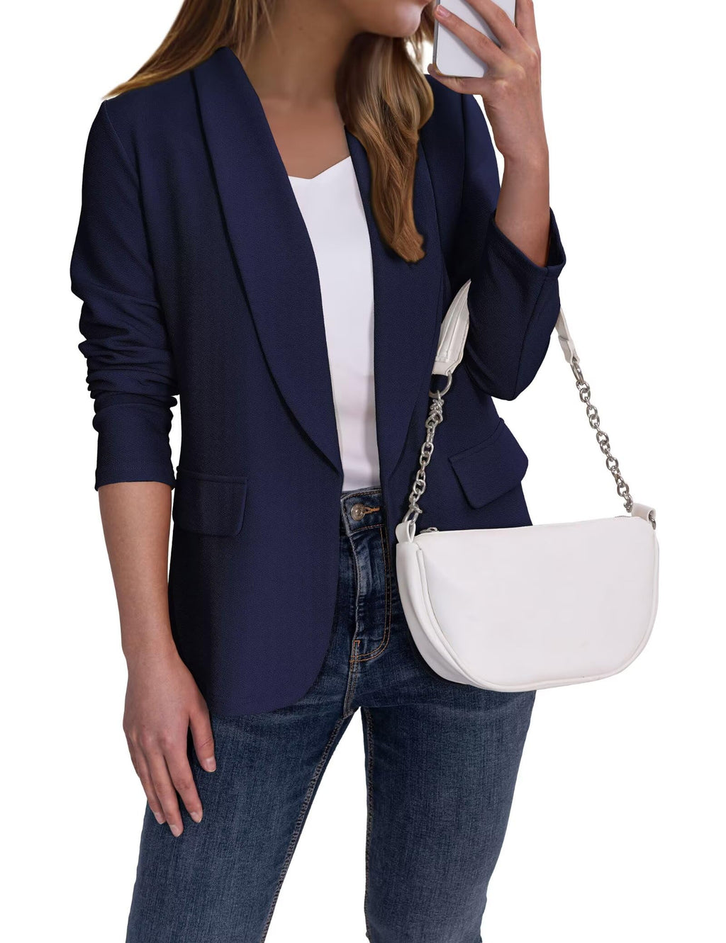 Ahlaray Women's Blazer Business Casual Lapel Collar Long Sleeve Open Front Work Office Suit Jackets Blazer, S-XL