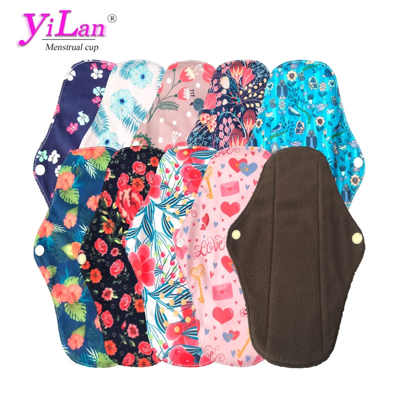 5/10pcs Reusable Menstrual Pad Female Breathable Heavy Flow Bamboo Charcoal Washable Sanitary Napkin Women Cloth Sanitary Napkin