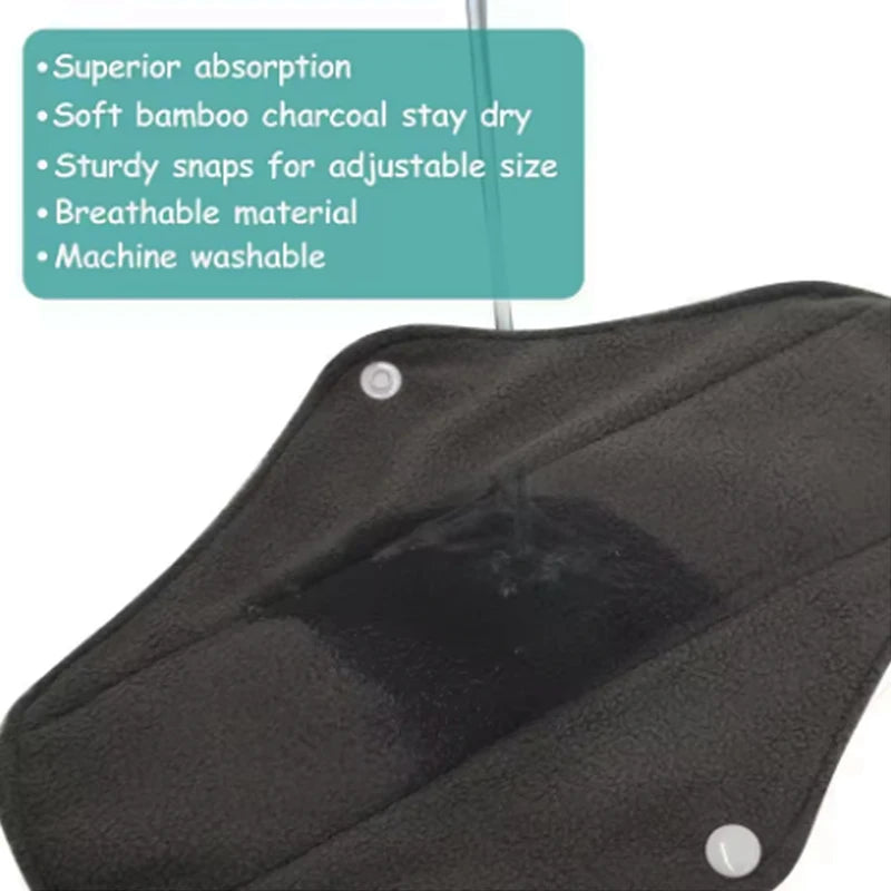 5/10pcs Reusable Menstrual Pad Female Breathable Heavy Flow Bamboo Charcoal Washable Sanitary Napkin Women Cloth Sanitary Napkin
