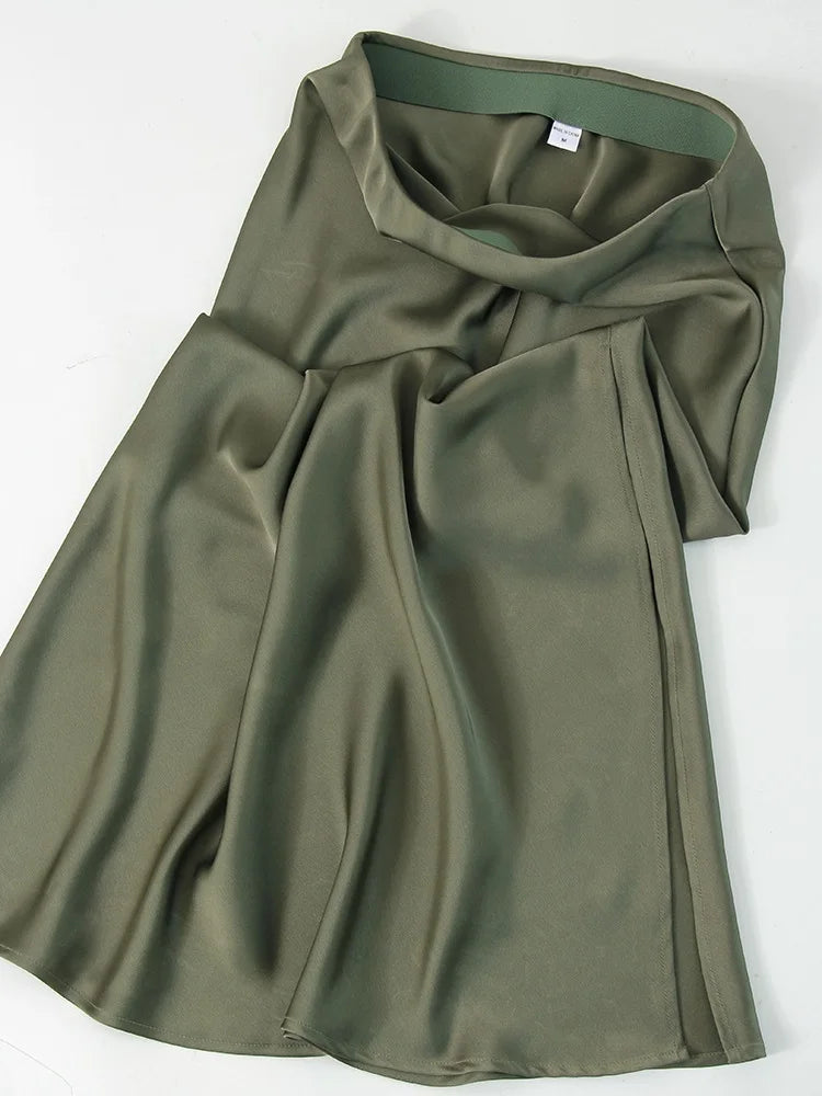 Satin Side-Slit Elegant Maxi Skirt