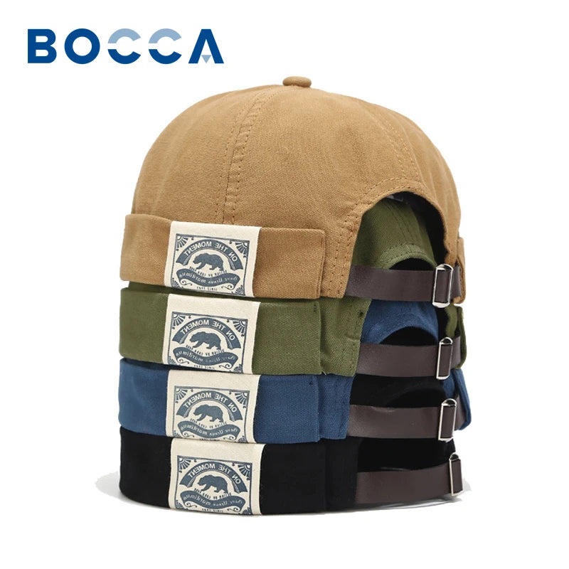 Bocca Docker Cap Skullcap Beanie Brimless Hat For Men Women Solid Color Cotton Breathable Adjustable Bonnet Hip Hop Fashion Cap