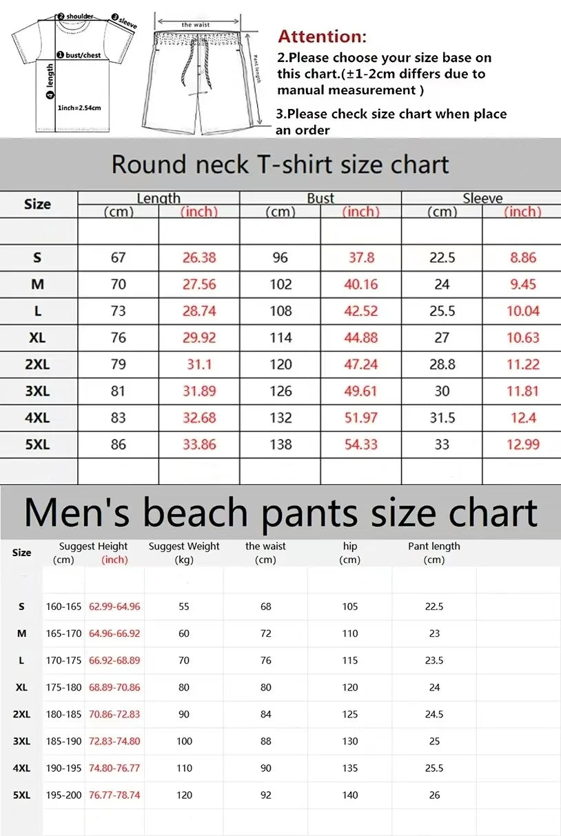 Summer men's two-piece set Hawaii fashion casual men's T-shirt outdoor beach men's shorts palm tree print O-neck short sleeved l