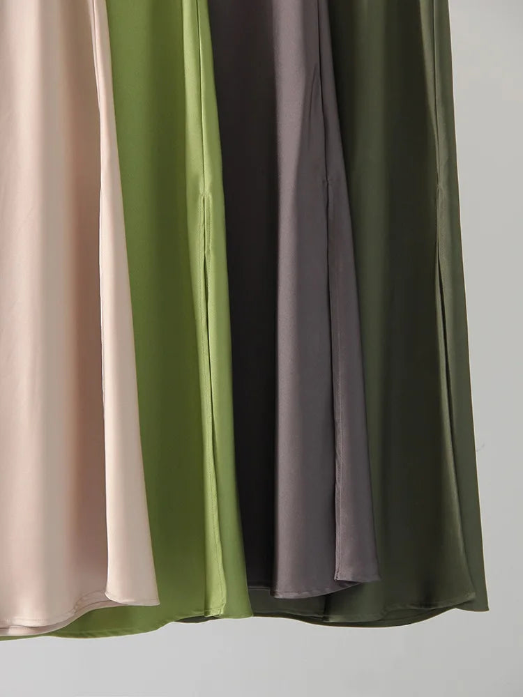 Satin Side-Slit Elegant Maxi Skirt