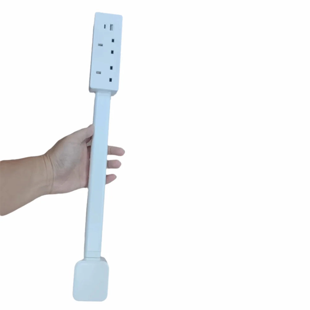 Rotates 180° Electrical Outlet Extender Adjustable Length White Flat Plug Power Strip Punch-free Power Socket Expander