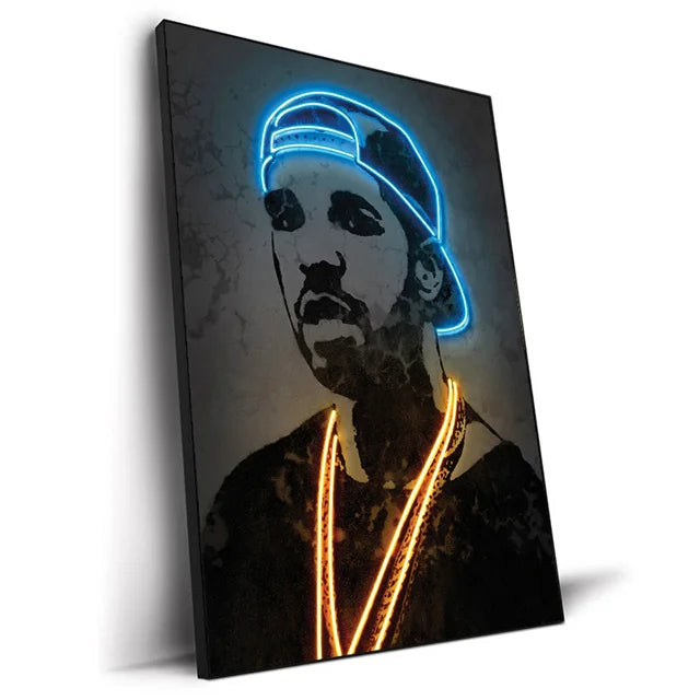 Abstract Neon Design Rapper Star Posters 2Pac Hip Hop Singers Wall Art Pictures Graffiti Canvas Painting Home Room Bar Decor