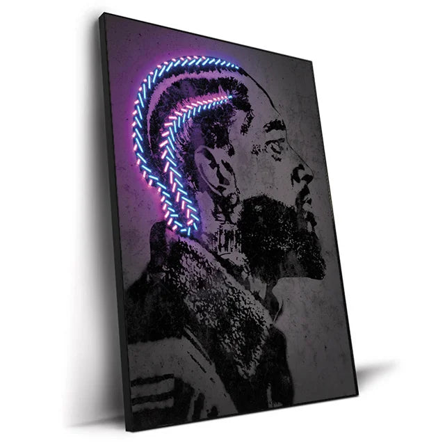 Abstract Neon Design Rapper Star Posters 2Pac Hip Hop Singers Wall Art Pictures Graffiti Canvas Painting Home Room Bar Decor