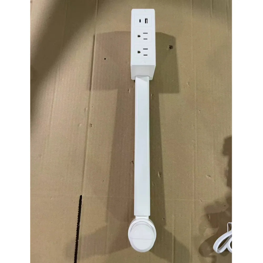 Rotates 180° Electrical Outlet Extender Adjustable Length White Flat Plug Power Strip Punch-free Power Socket Expander