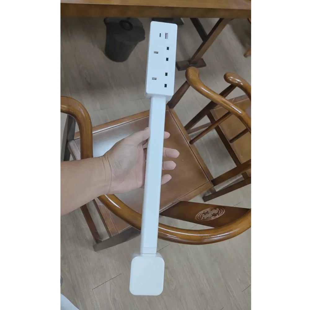 Rotates 180° Electrical Outlet Extender Adjustable Length White Flat Plug Power Strip Punch-free Power Socket Expander