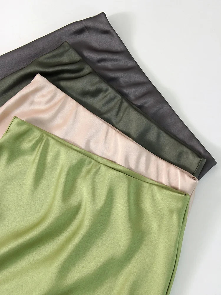 Satin Side-Slit Elegant Maxi Skirt