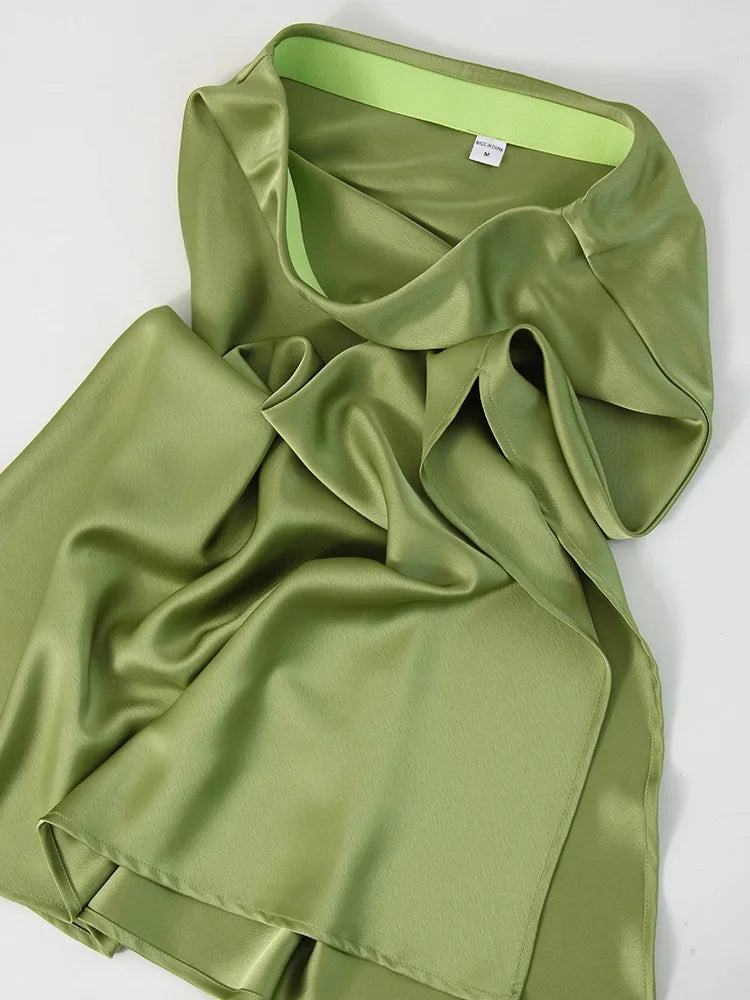 Satin Side-Slit Elegant Maxi Skirt