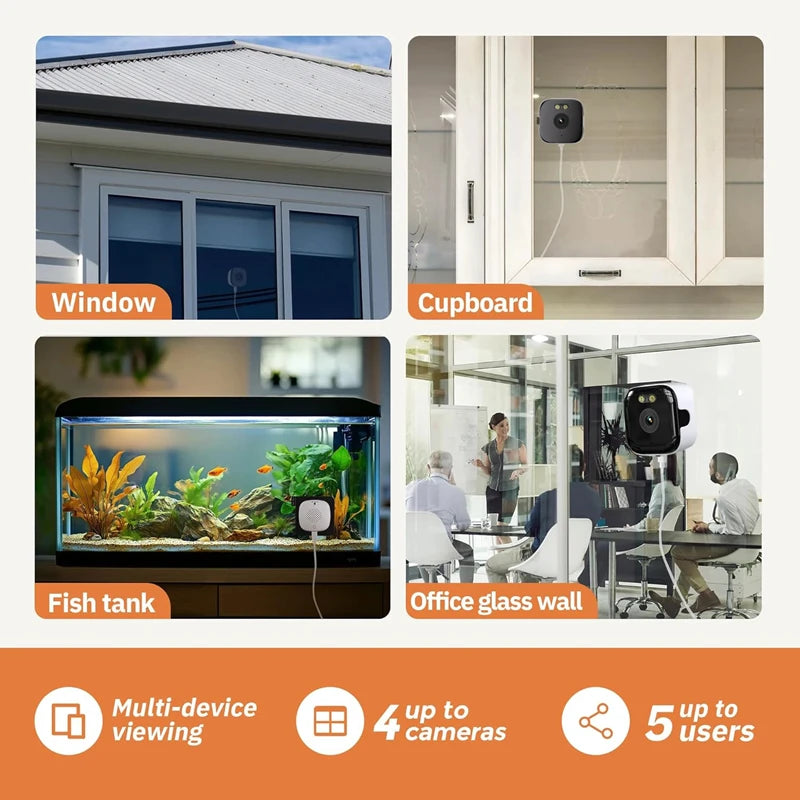 Window Camera Replaces Outdoor Cameras 2.4/5GHz WiFi Camera 3MP Resolution Full-Color Night Vision Through Window Mini Camera