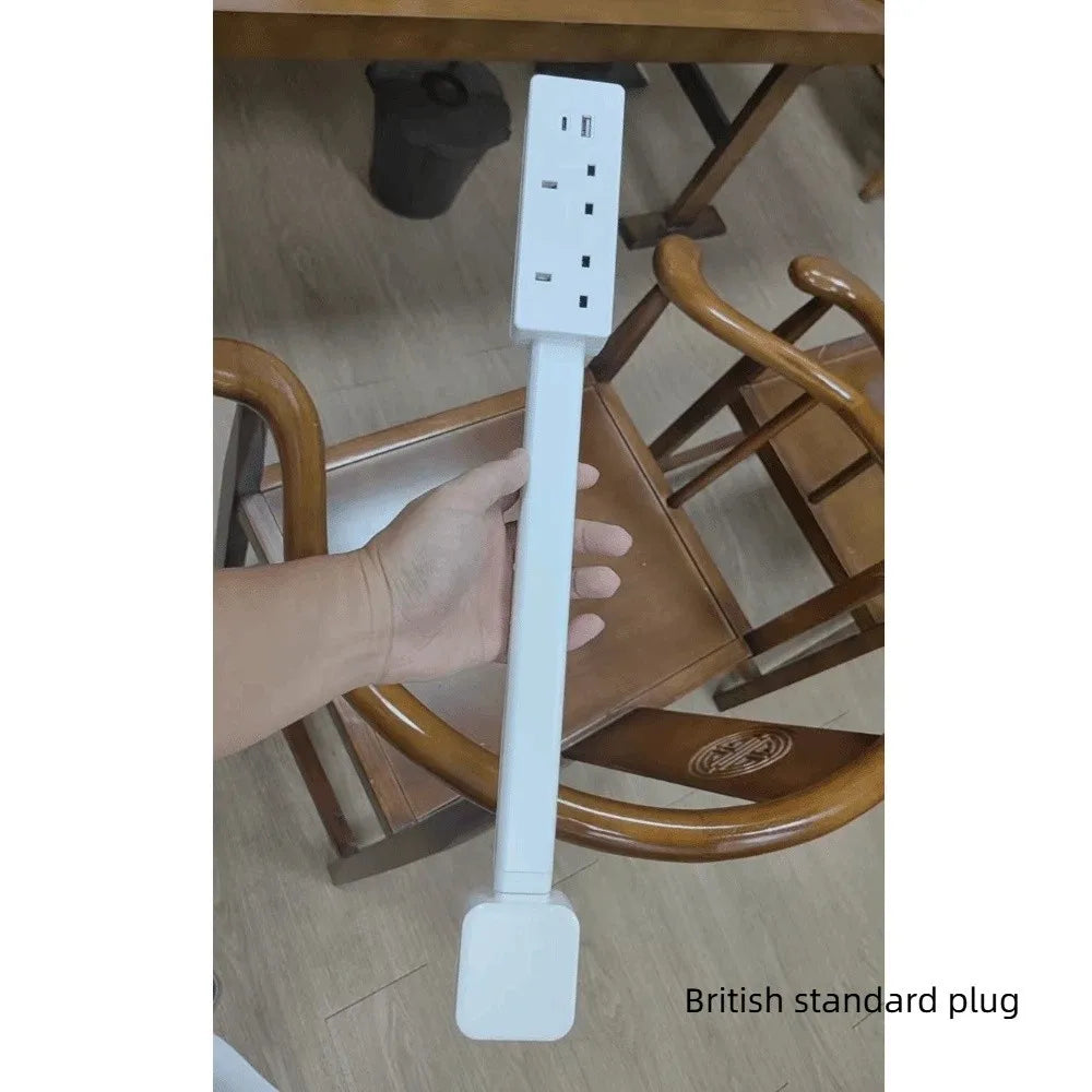 Rotates 180° Electrical Outlet Extender Adjustable Length White Flat Plug Power Strip Punch-free Power Socket Expander